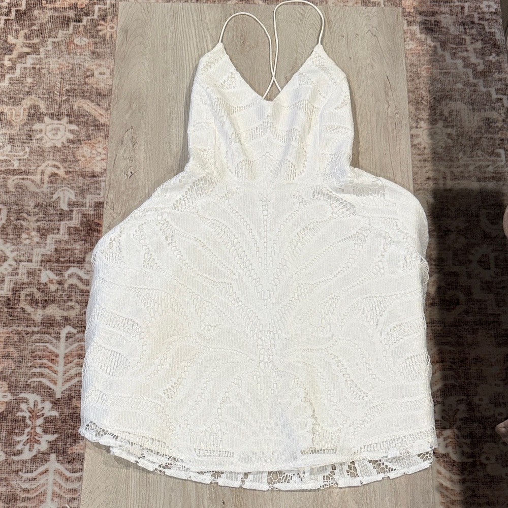 Lulu's Ivory Backless Lace Dress